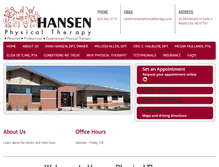Tablet Screenshot of hansenphysicaltherapy.com